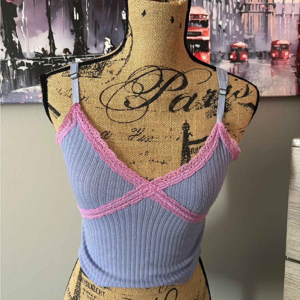 Purple and Pink Ribbed Crop Top